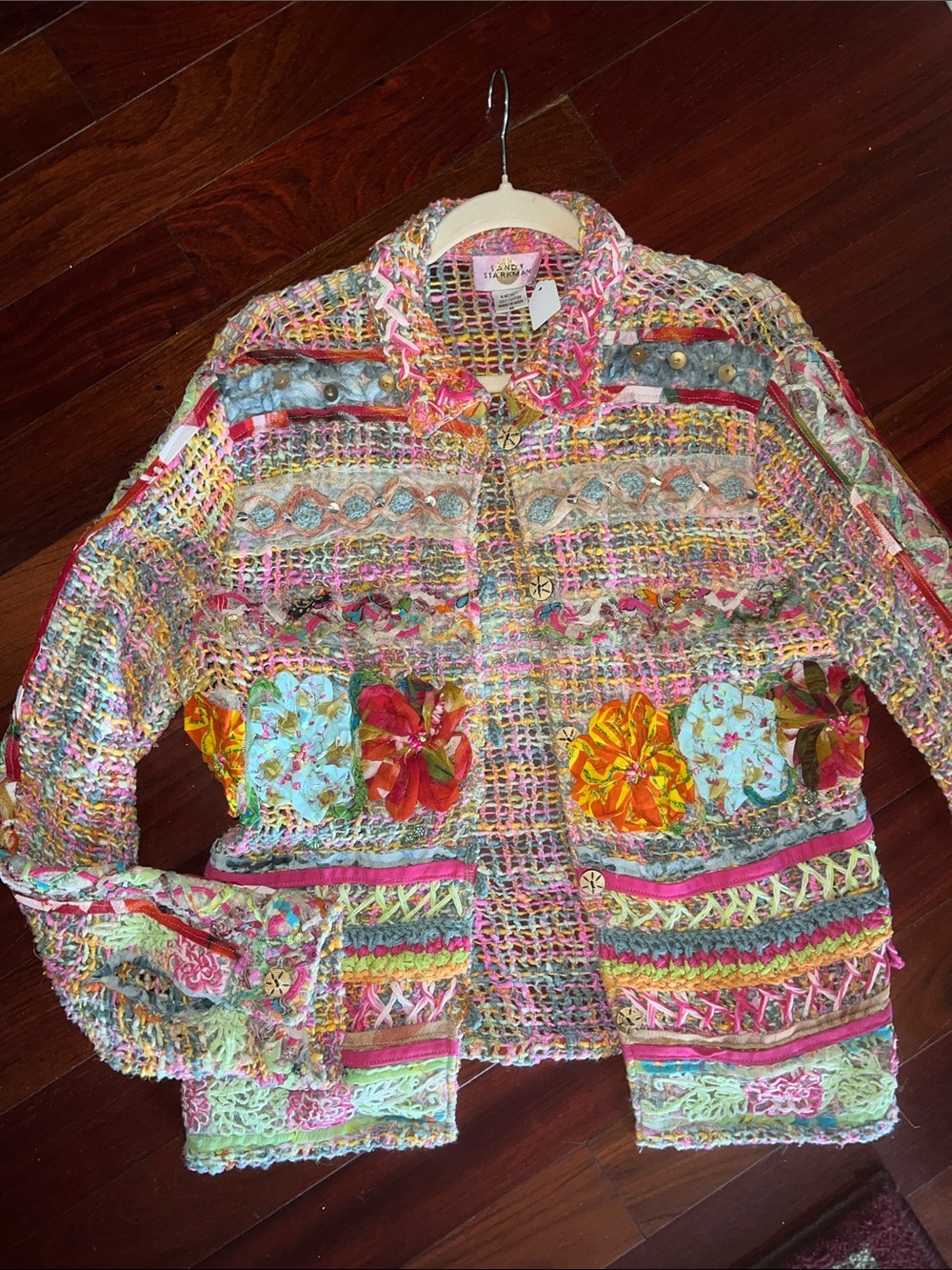 Multicolor Floral Crochet Jacket Blazer